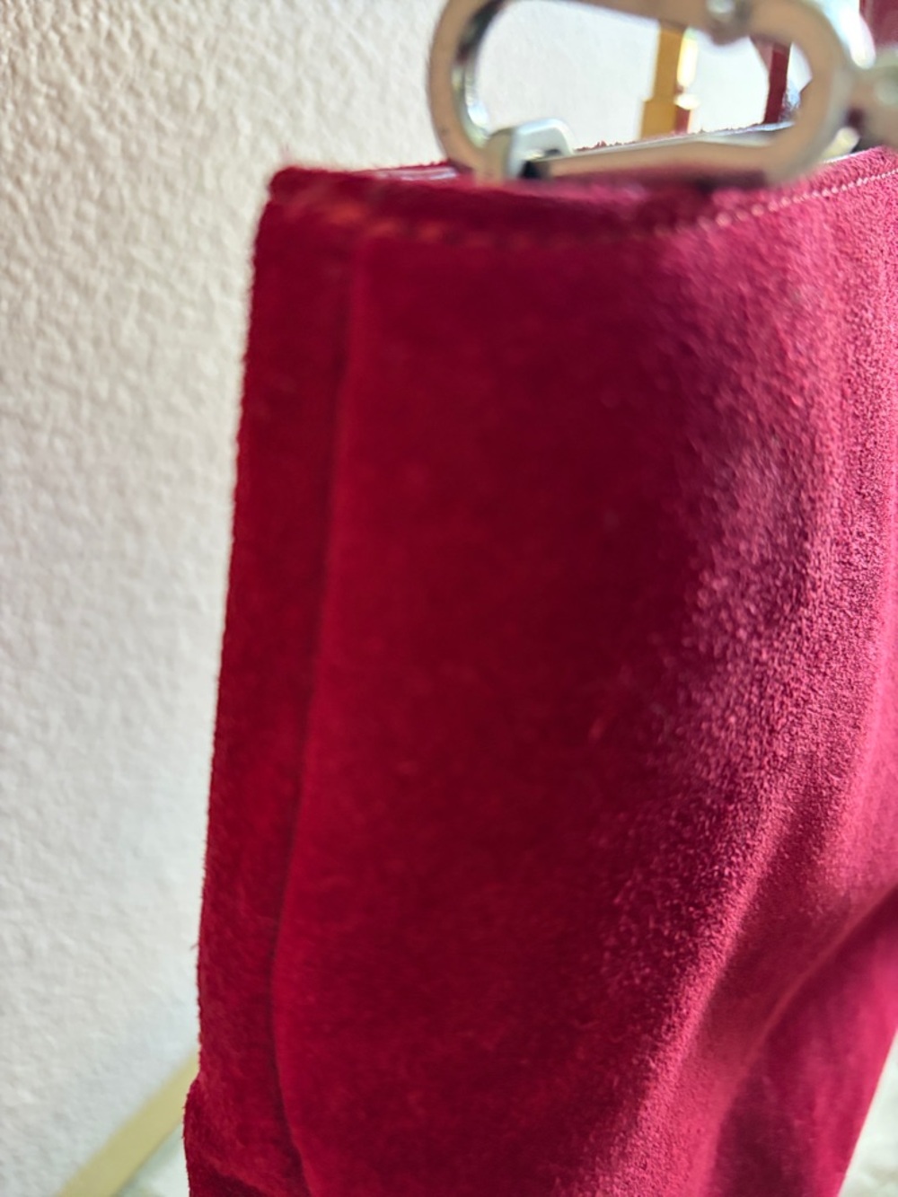 Vintage Burberry Red Suede Shopper Tote with Leather Trim - Picture 10 of 13